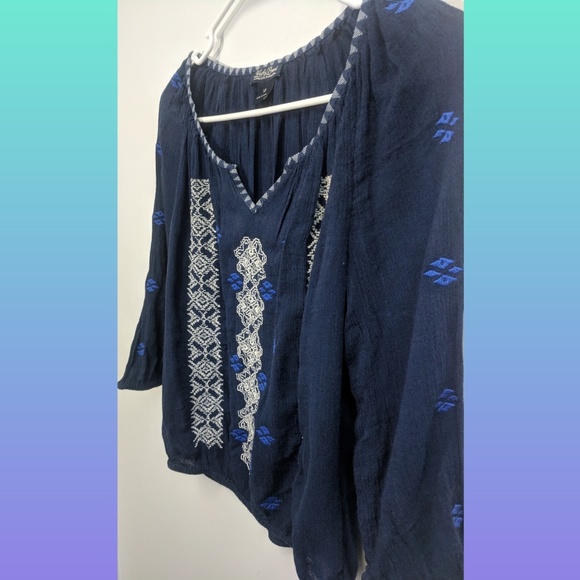 Lucky Brand Boho Crop Top Blue Size XS - Picture 3 of 4